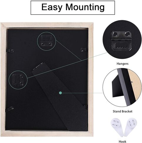 Xiangzhen Picture Frame 8x10 Inch Set of 2,Made of Wood, Wall Mount Vertically or Horizontally-Photo Frame Poster Frames, Wall Mount or Tabletop Use, Black in Kuwait