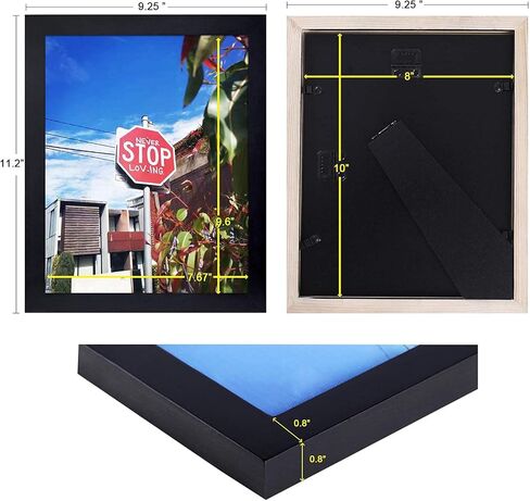 Xiangzhen Picture Frame 8x10 Inch Set of 2,Made of Wood, Wall Mount Vertically or Horizontally-Photo Frame Poster Frames, Wall Mount or Tabletop Use, Black in Kuwait
