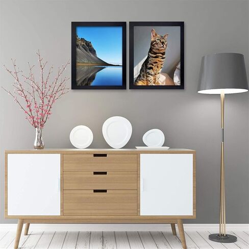 Xiangzhen Picture Frame 8x10 Inch Set of 2,Made of Wood, Wall Mount Vertically or Horizontally-Photo Frame Poster Frames, Wall Mount or Tabletop Use, Black in Kuwait