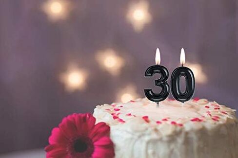 شموع عيد الميلاد الثلاثين من Bailym، قطعة علوية للكعك باللون الذهبي رقم 30 لتزيين حفلات أعياد الميلاد in Kuwait