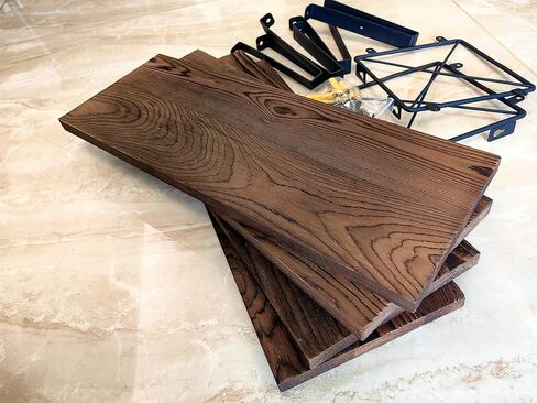 ajdvart Floating Shelves Wall Mounted - Wood Floating Shelves for Bathroom, Bedroom, Kitchen, Living Room, Plants - Rustic Floating Shelf with Set of 3 Extra Storage in Rustic Brown in Kuwait