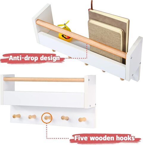 أرفف كتب الحضانة للجدار مجموعة من 3 أرفف كتب عائمة صغيرة للأطفال، أرفف كتب أطفال بيضاء، رف كتب خشبي مثبت على الحائط للأطفال في سن المراهقة الأولاد والبنات لعبة الحمام وتخزين الديكور in Kuwait