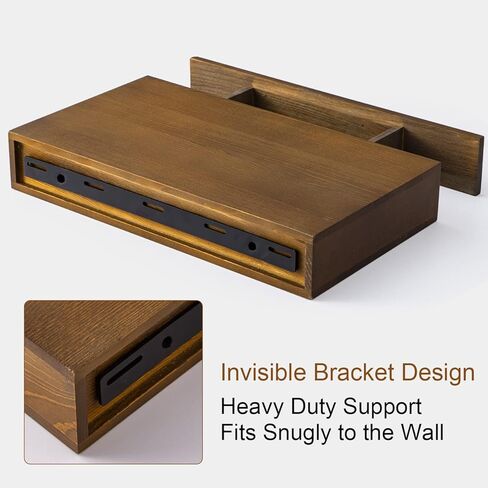 Floating Shelf with Drawer, Rustic Wood Wall Shelves, Floating Nightstand with Drawer for Bedroom, Farmhouse Floating Bedside Table, Floating Drawer for Bathroom Kitchen Office in Kuwait