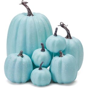 مجموعة القرع الاصطناعية المزيفة، قرع صغير من البلاستيك الاصطناعي لعيد الشكر، حصاد الخريف، تزيين المنزل، قرع أوراق القيقب، طاولات مركزية، ديكورات اليقطين للهالوين (نمط 3، 143 قطعة) in Kuwait