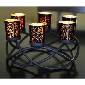 Seraphic Iron Round Table Decor Centerpiece Decorations Candle Holder for Halloween, Weddings, Outdoor Patio, Kitchen, Dining Room, and Coffee Tables, Votive Tealight Holders, Black, 6 Black Cups in Saudi Arabia