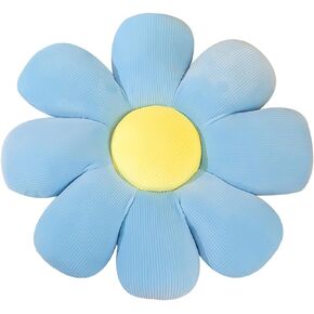 Flower Pillow, Flower Shaped Throw Pillow Flower Floor Pillow Soft Seating Cushion Room Decor Plush Pillow for Bedroom, Sofa, Bed, Reading (15 inch, Blue)