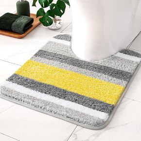 MIULEE Microfiber Bathroom Rugs Bath Mat Striped Extra Thick Soft Absorbent Bath Rugs Non Slip Machine Washable Carpet Quick Dry for Bathroom Floor Tub and Shower, 16x24 Inch, Black-Grey in Saudi Arabia