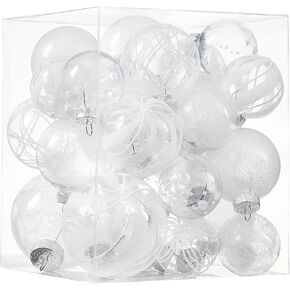 Clear Christmas Ball Ornaments,24ct Shatterproof Plastic Decorative Christmas Ornaments Hanging Xmas Tree Baubles Set for Holiday Party Home Decor(Blue)