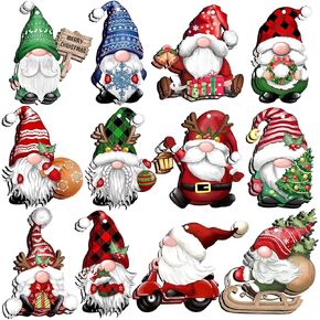 Vefungyan Christmas Decorations Gnome Wooden Ornaments: 24 Pieces Hanging Decor for Christmas Tree Santa Doll Wooden Hanging Craft Gnome Elf Home Party Supplies (24 pcs Gnome) in Saudi Arabia