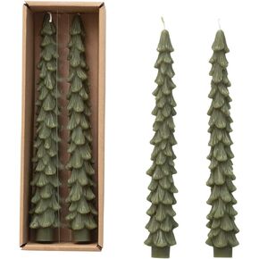 Creative Co-Op Unscented Tree Shaped Taper Candles, Evergreen, Boxed Set Of 2 in Saudi Arabia