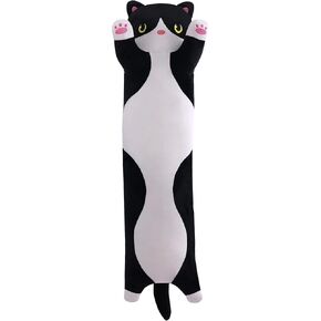 Cat Soft Plush Pillow Cute Cat Body Pillow, Long Stuffed Cat Plush Cat Stuffed Animal Toy Kitten Long Throw Pillow Gift for Kids Girlfriend(50CM,Beige)