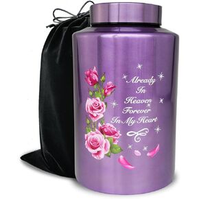 Up to 220 lbs Large Cremation Urns for Adult Human Ashes, Decorative Urn for Male Female Ashes with Velvet Bag（Cardinal）