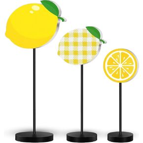 Maitys 3 Pcs Summer Ocean Beach Lemon Wood Table Sign Standing Wooden Tabletop Home Decor Rustic Wooden Tabletop Centerpiece Tall Standing Block Decorations for Kitchen Table(Bunny)