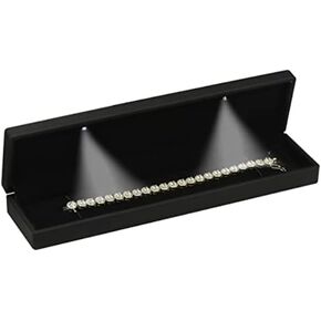 صندوق السوار الأسود LED للمجوهرات. صندوق هدايا مجوهرات فاخر بسوار LED مع ضوء للنساء والفتيات والرجال، أبعاد الصندوق 8.86〞(عرض)*1.97〞(عمق)*1.38〞(ارتفاع) in Kuwait
