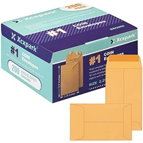 Xxcxpark 200 قطعة #1 مغلفات عملات معدنية مقاس 2.25 × 3.5 بوصة مظاريف كرافت بنية أجزاء صغيرة كلاسيكية غطاء صمغي للعملات المعدنية والنقود وبطاقات الائتمان والبذور in Kuwait