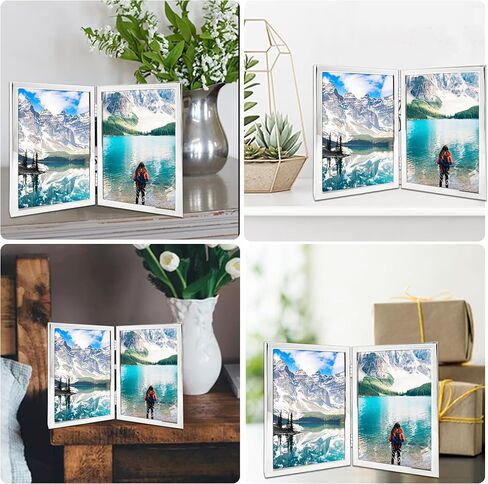 إطار صورة معدني مقاس 5x7 من DECANIT، ​​إطار صورة رفيع مقاس 5 × 7 بوصة، عرض للجدار أو سطح الطاولة، فضي in Kuwait