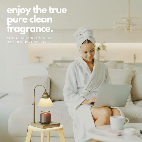 مصباح تسخين الشموع السحري من هيستيا، ارتفاع قابل للتعديل لجرة شمعة يانكي و3 برطمانات كبيرة فتيل، إطلاق رائحة خالية من السخام - مؤقت ومصباح شمعة قابل للتعتيم، مع لمبة 50 وات متضمنة، 110-120 فولت (ذهبي، باهت) in Kuwait