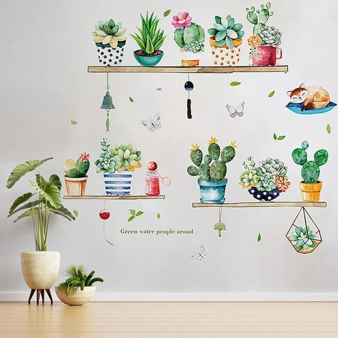 FAYYGYH Tropical Plants Wall Stickers Green Potted Plant Wall Decals Removable DIY Art Murals for Family Living Room Background Wall Decoration Kids Bedroom Kitchen Office Girl Room Wallpaper in Saudi Arabia