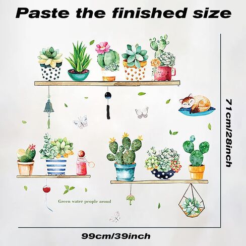 FAYYGYH Tropical Plants Wall Stickers Green Potted Plant Wall Decals Removable DIY Art Murals for Family Living Room Background Wall Decoration Kids Bedroom Kitchen Office Girl Room Wallpaper in Saudi Arabia