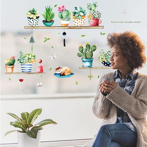 FAYYGYH Tropical Plants Wall Stickers Green Potted Plant Wall Decals Removable DIY Art Murals for Family Living Room Background Wall Decoration Kids Bedroom Kitchen Office Girl Room Wallpaper in Saudi Arabia