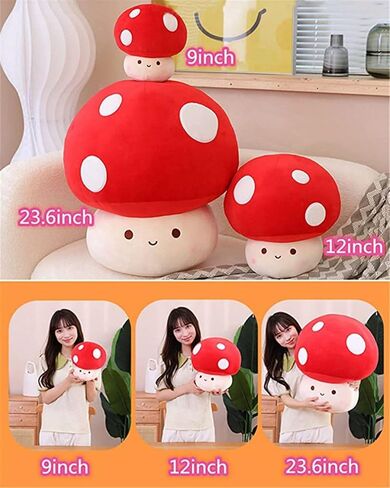 Cute Mushroom Plush Toy, Mushroom Stuffed Animal Throw Pillow Gift for Kids Adult 9 inch, Stuffed Mushroom Home Decor. in Kuwait