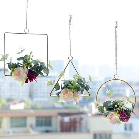 مجموعة من 3 أكاليل من الزهور الصناعية من إتيرنال آنجل، مصنوعة يدويًا من زهور النبات لتزيين الجدران مع أوراق زهرة الداليا والأوكالبتوس الوردية مناسبة لغرف الأطفال الرضع وحضانة الزفاف in Kuwait