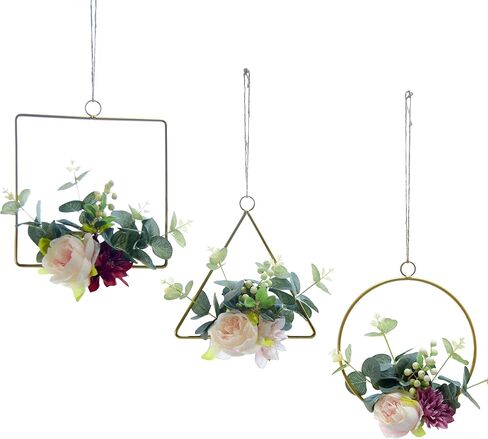 مجموعة من 3 أكاليل من الزهور الصناعية من إتيرنال آنجل، مصنوعة يدويًا من زهور النبات لتزيين الجدران مع أوراق زهرة الداليا والأوكالبتوس الوردية مناسبة لغرف الأطفال الرضع وحضانة الزفاف in Kuwait