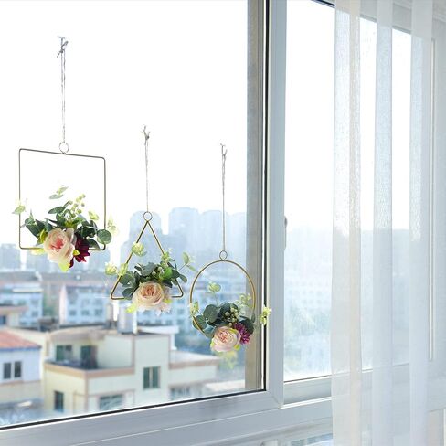 مجموعة من 3 أكاليل من الزهور الصناعية من إتيرنال آنجل، مصنوعة يدويًا من زهور النبات لتزيين الجدران مع أوراق زهرة الداليا والأوكالبتوس الوردية مناسبة لغرف الأطفال الرضع وحضانة الزفاف in Kuwait