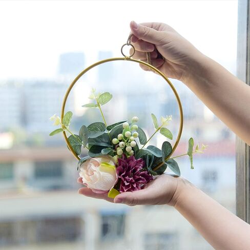 مجموعة من 3 أكاليل من الزهور الصناعية من إتيرنال آنجل، مصنوعة يدويًا من زهور النبات لتزيين الجدران مع أوراق زهرة الداليا والأوكالبتوس الوردية مناسبة لغرف الأطفال الرضع وحضانة الزفاف in Kuwait