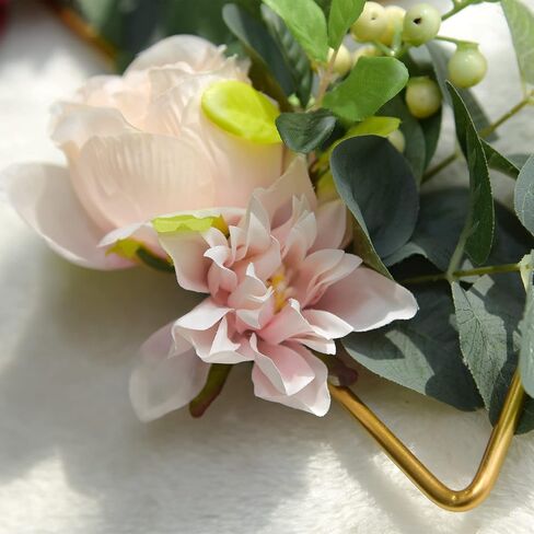 مجموعة من 3 أكاليل من الزهور الصناعية من إتيرنال آنجل، مصنوعة يدويًا من زهور النبات لتزيين الجدران مع أوراق زهرة الداليا والأوكالبتوس الوردية مناسبة لغرف الأطفال الرضع وحضانة الزفاف in Kuwait