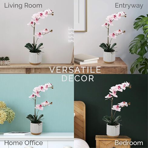 Mikasa Artificial Orchid in Pot, Real Touch Phalaenopsis Orchid, Cream Glaze Ceramic Pot, 16-Inch Single Branch, Fuchsia in Saudi Arabia