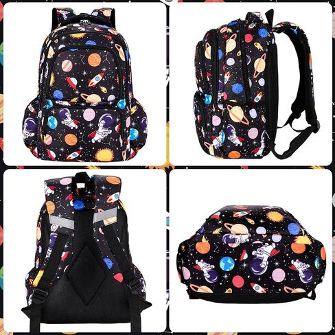Car Space Theme Backpack Set for Boys,Kids Large Capacity Schoolbag,Lightweight Water Resistant Bookbag with Lunch Box and Pencil Case,Nylon Side Pocket in Saudi Arabia