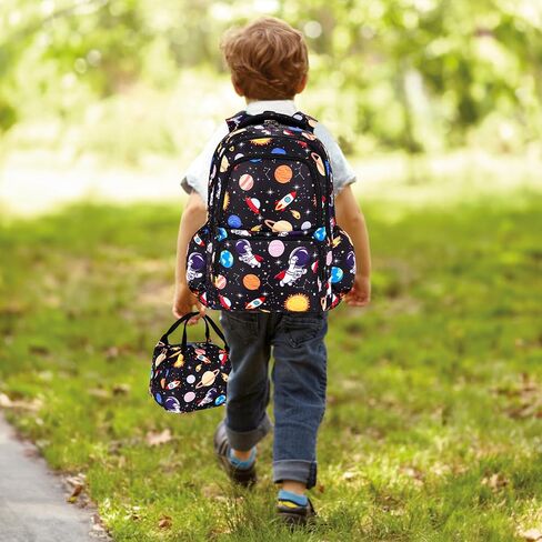 Car Space Theme Backpack Set for Boys,Kids Large Capacity Schoolbag,Lightweight Water Resistant Bookbag with Lunch Box and Pencil Case,Nylon Side Pocket in Saudi Arabia