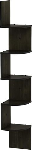 Furinno Rossi Wall Mount Floating Corner Shelf, 5-Tier Radial, Espresso in Saudi Arabia
