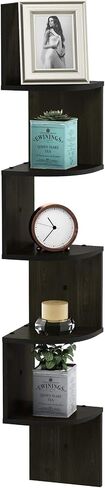Furinno Rossi Wall Mount Floating Corner Shelf, 5-Tier Radial, Espresso in Saudi Arabia