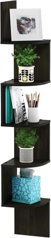 Furinno Rossi Wall Mount Floating Corner Shelf, 5-Tier Radial, Espresso in Saudi Arabia