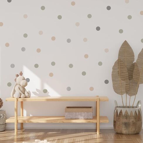 ملصقات جدارية من QUCHENG Boho Polka Dots ملصقات جدارية لغرفة نوم الأطفال الصغار ملصقات دائرية قابلة للإزالة ديكور غرفة المعيشة وغرفة المعيشة من الفينيل لتزيين الحائط المقاوم للماء 6 ورقات in Saudi Arabia