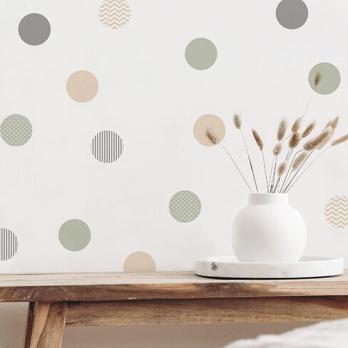 ملصقات جدارية من QUCHENG Boho Polka Dots ملصقات جدارية لغرفة نوم الأطفال الصغار ملصقات دائرية قابلة للإزالة ديكور غرفة المعيشة وغرفة المعيشة من الفينيل لتزيين الحائط المقاوم للماء 6 ورقات in Saudi Arabia