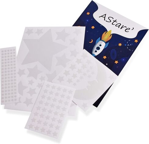 AStare' Glow in The Dark Stars for Ceiling or Wall – 173 Pieces – 2D Adhesive Stickers, Moon Included – Perfect for Kid’s Bedroom – Create a Luminous Starry Sky for Soothing and Gentle Light in Saudi Arabia