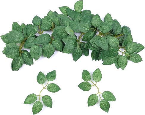 AFOHOME أوراق زهرة الورد المزيفة 70 قطعة من الأوراق الخضراء الاصطناعية السائبة من الحرير الأخضر من أجل باقات الزفاف DIY قطع مركزية للحفلات وطاولات الكرمة وديكورات المنزل إكليل أكاليل لوازم in Kuwait