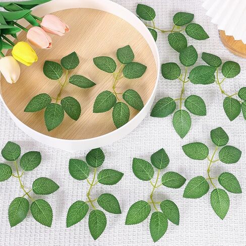 AFOHOME أوراق زهرة الورد المزيفة 70 قطعة من الأوراق الخضراء الاصطناعية السائبة من الحرير الأخضر من أجل باقات الزفاف DIY قطع مركزية للحفلات وطاولات الكرمة وديكورات المنزل إكليل أكاليل لوازم in Kuwait