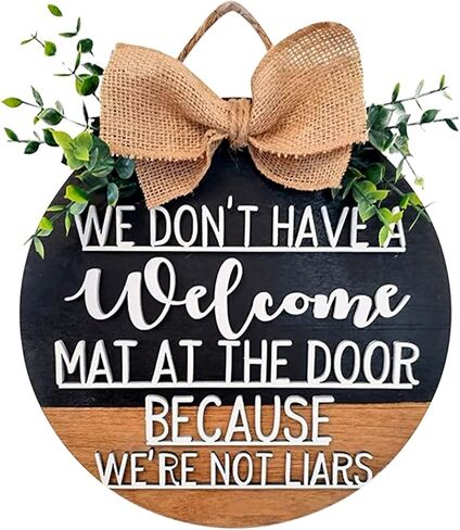 علامة ترحيب مضحكة لديكور الشرفة الأمامية، إكليل باب ترحيب خشبي ثلاثي الأبعاد للباب الأمامي، علامة ترحيب لمزرعة ريفية سوداء للباب الأمامي بالخارج، ديكور معلق على جدار النافذة، هدايا الانتقال لمنزل جديد in Kuwait