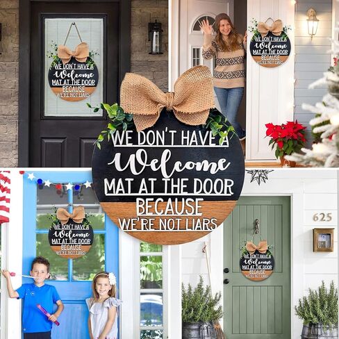 علامة ترحيب مضحكة لديكور الشرفة الأمامية، إكليل باب ترحيب خشبي ثلاثي الأبعاد للباب الأمامي، علامة ترحيب لمزرعة ريفية سوداء للباب الأمامي بالخارج، ديكور معلق على جدار النافذة، هدايا الانتقال لمنزل جديد in Kuwait