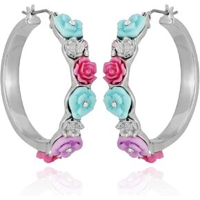 أقراط GUESS Pastel Floral Spring Hoop ، مقاس واحد ، زجاج إيبوكسي معدني غير ثمين ، بدون أحجار كريمة, One Size, زجاج ايبوكسي معدني غير ثمين, بدون أحجار كريمة in Kuwait
