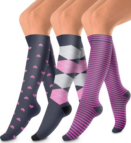 3 Pack Medical Compression Sock-Compression Sock For Women and Men Circulation -Best for Running,Nursing,Athletic Sports in Saudi Arabia