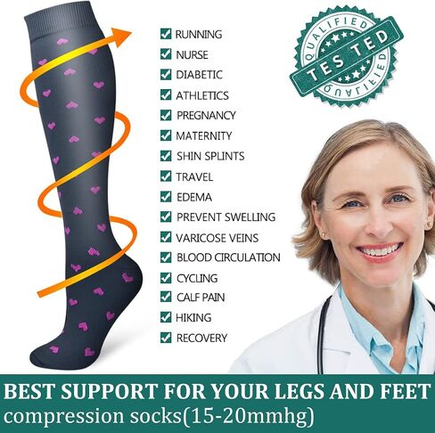 3 Pack Medical Compression Sock-Compression Sock For Women and Men Circulation -Best for Running,Nursing,Athletic Sports in Saudi Arabia