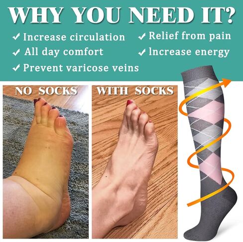 3 Pack Medical Compression Sock-Compression Sock For Women and Men Circulation -Best for Running,Nursing,Athletic Sports in Saudi Arabia
