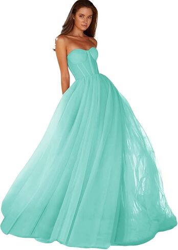 Sweetheart Ball Gown Prom Dress 2022 Tulle Long Women Formal Evening Gowns in Saudi Arabia