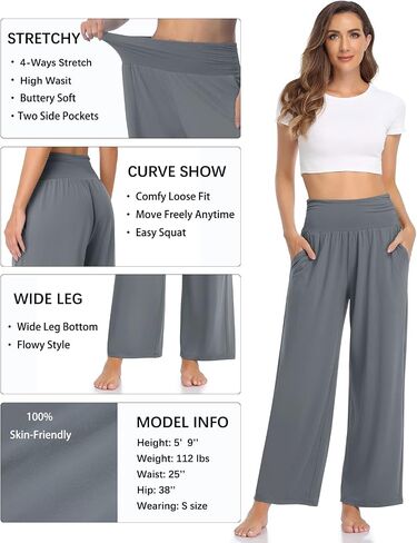 TARSE Womens Wide Leg Pants Casual Loose Yoga Sweatpants Comfy Lounge Pajama Flowy Pants Pockets in Saudi Arabia