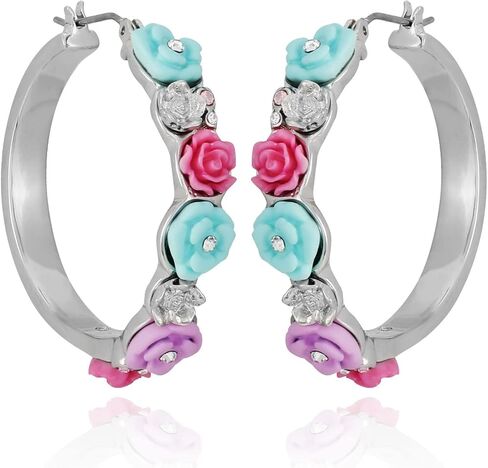 أقراط GUESS Pastel Floral Spring Hoop ، مقاس واحد ، زجاج إيبوكسي معدني غير ثمين ، بدون أحجار كريمة, One Size, زجاج ايبوكسي معدني غير ثمين, بدون أحجار كريمة in Kuwait